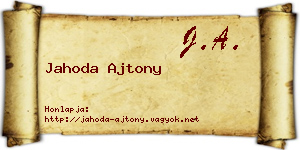 Jahoda Ajtony névjegykártya